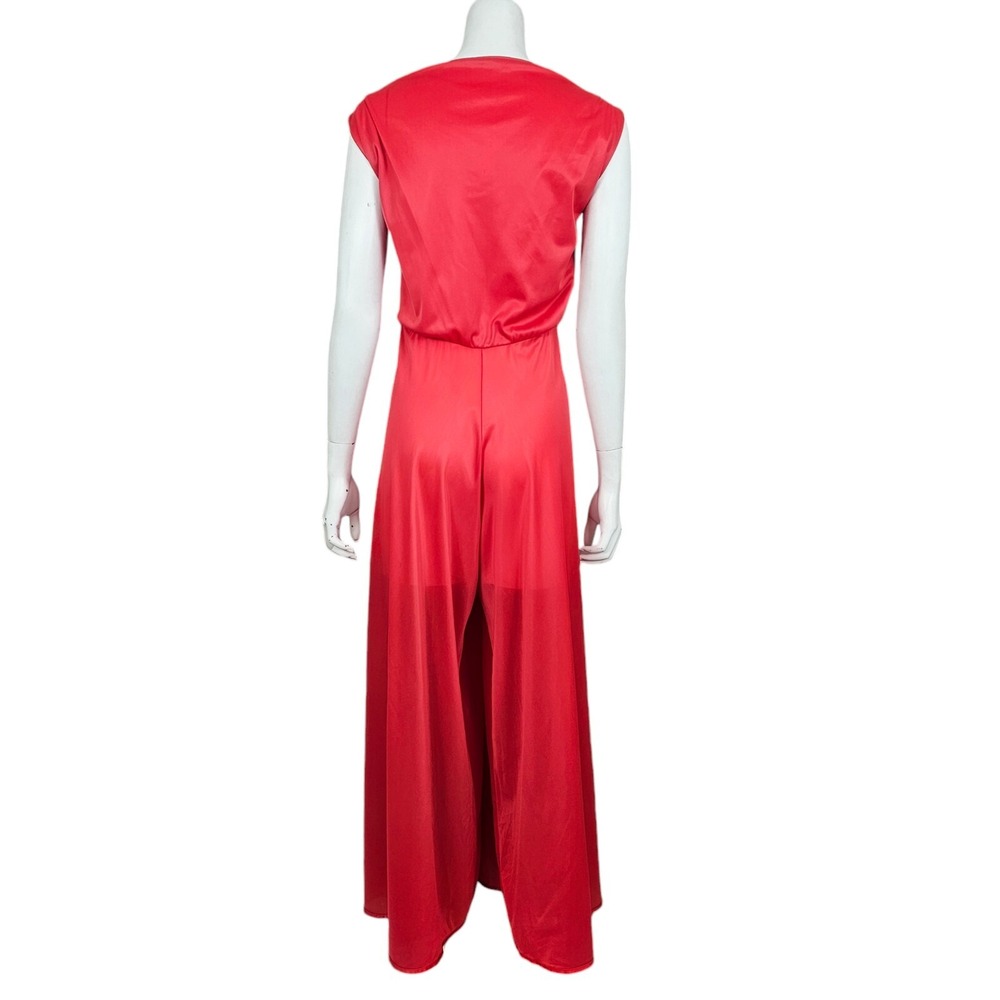 Vintage 70s Cattani of California Dark Pink Nylon Disco Hostess Palazzo Jumpsuit - Picture 9 of 12